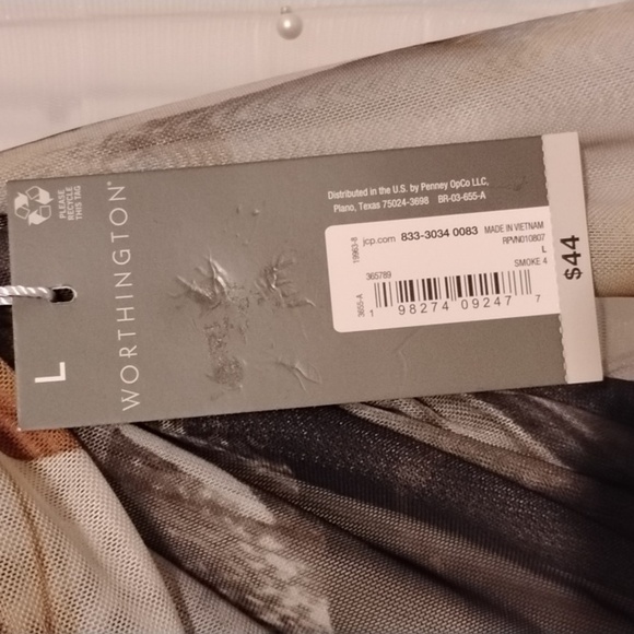 Worthington Women's Smoke Drape Neck Blouse, Size: L, NWT - Picture 3 of 9